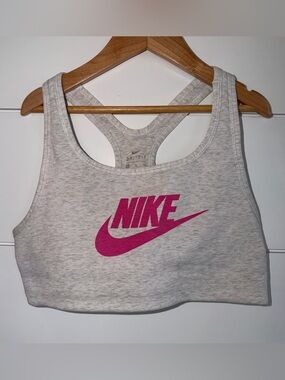 Nike Girls Sports Bra Youth XL Gray Pink Dri-Fit  Racerback GUC Athleisure